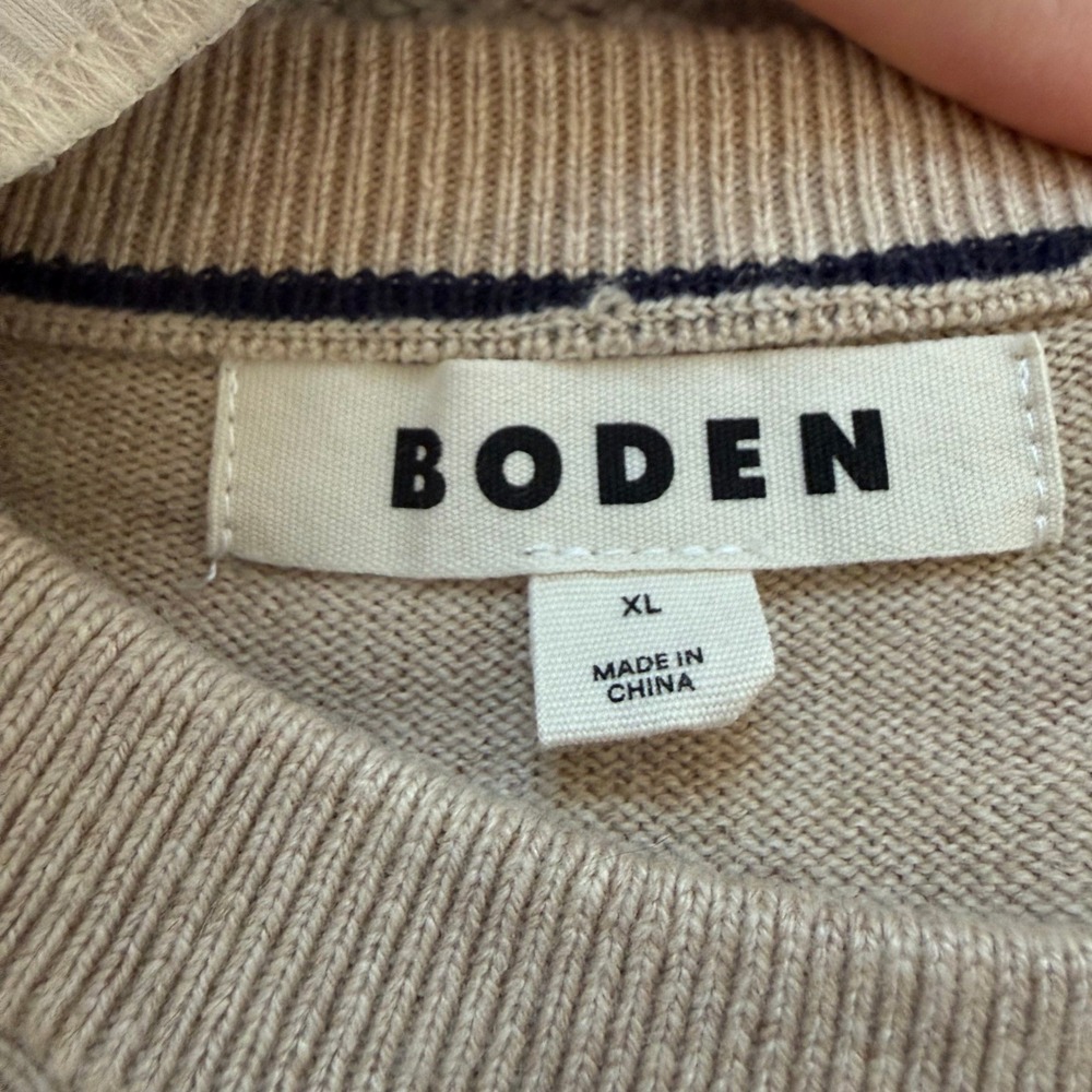 Boden Natasha Novelty Jumper Sweater Size XL Beige Polka Dot Cashmere Blend - Picture 9 of 12
